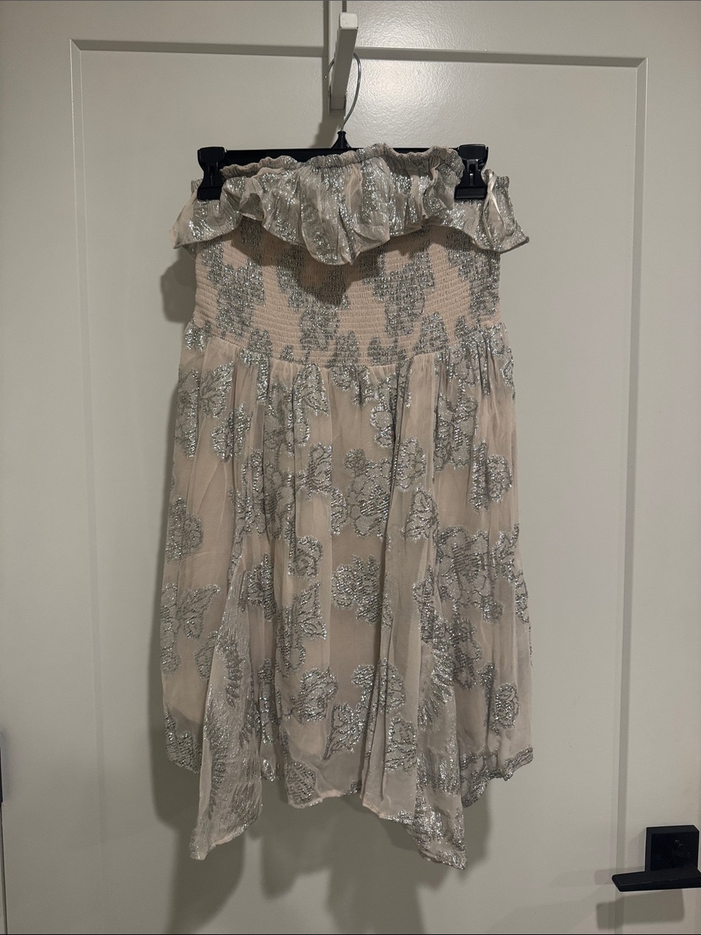 Free people metallic floral smocked mini dress